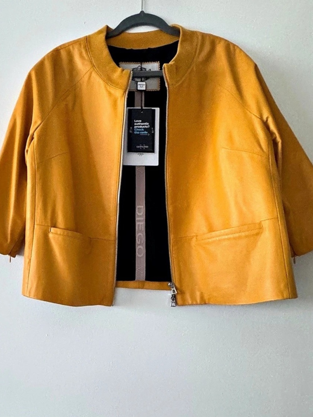 Diego Medium Jacket Nappa Top Leather Cropped Jacket Yellow Medium